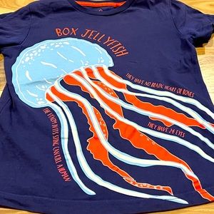 Mini Boden Size 6-7 Short Sleeve Glow in the Dark Box Jelly Fish T-shirt